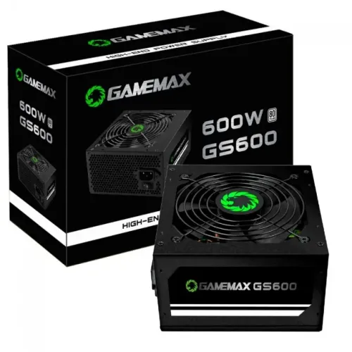 Fonte Gamemax, 600W, 80 Plus White, PFC Ativo, Preto - GS600