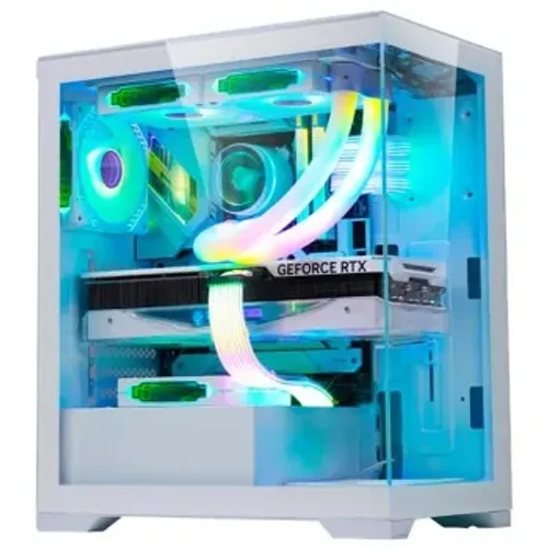 Gabinete Gamer K-Mex Poseidon White ATX, CG-W1G4, Lateral e Frontal em Vidro, Sem FAN