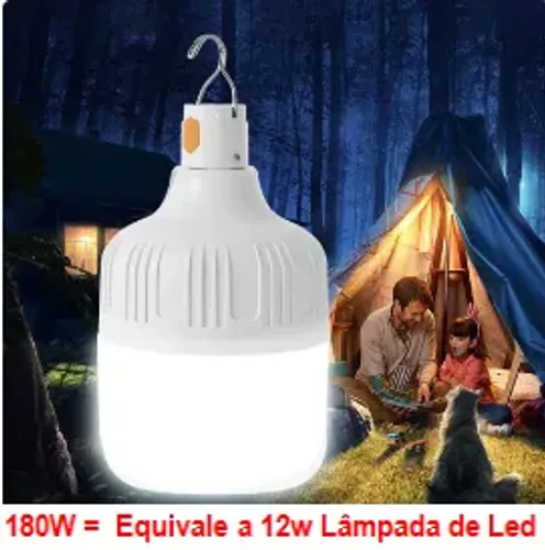 ** Lâmpada de Led Recarregável (180w == 12w) Acampamento Emergência Pesca Luz Noturna z637