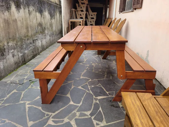 Mesa Banco de madeira para jardim