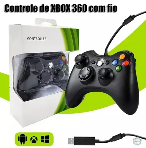 Controle com fio Compatível Com Xbox 360 e slim
