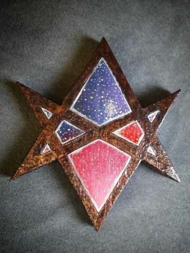 Thelema Hexagrama Unicursal (Peça decorativa de madeira feita à mão por mim)