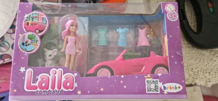 Mini boneca com carro LAILA tipo polly nova brink+