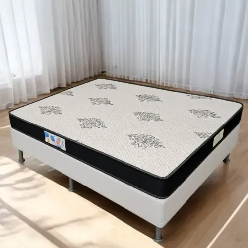 Colchão Casal Light D20 + Base Box Simples Corino - ECOTEC + ALTO NÍVEL