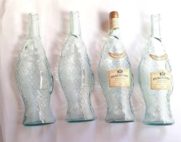Garrafas de vinho em formato de peixe - Decoração