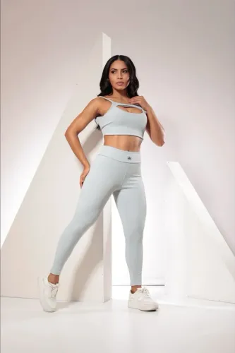 Conjunto Fitness em poliamida canelada