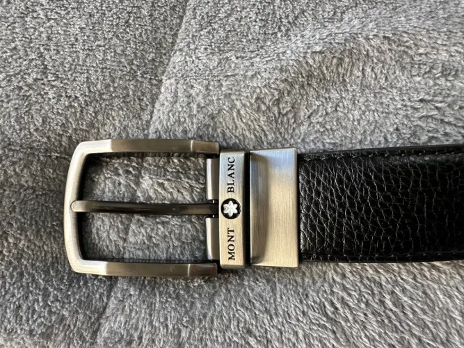 Cinto Couro Preto Montblanc masculino 