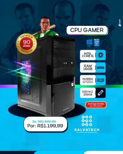 CPU GAMER INTEL CORE I5 COM 16GB DE RAM E PLACA DE VÍDEO 