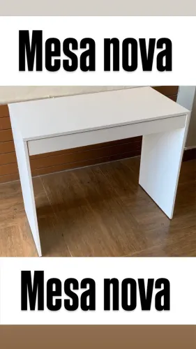 Mesa nova com gaveta em mdf na cor branca 