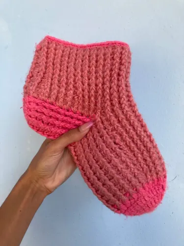 Par de Meias de Lã Rosa, Tam 36/37