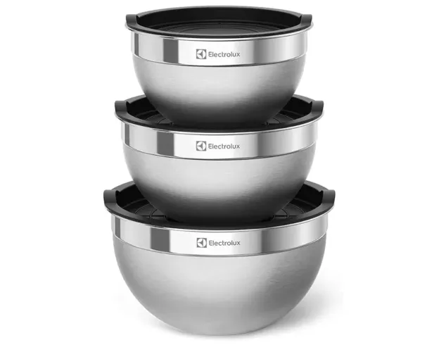 Jogo de Bowls Inox Electrolux c/ tampas-3 pcs- Novo