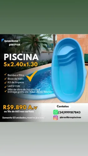 Piscina de fibra 5x2.40x1.30