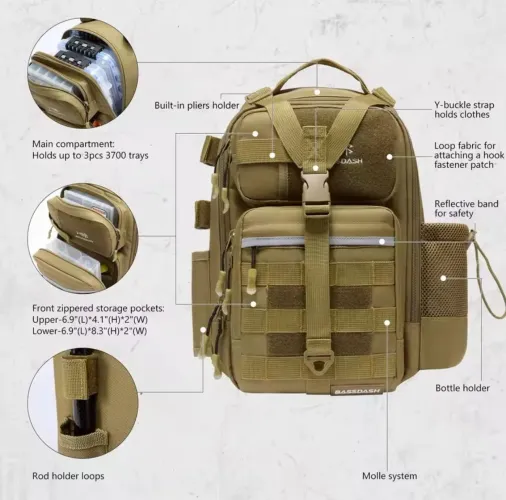 Mochila de pesca 24L marca Bassdash