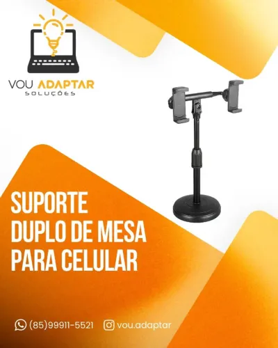 Duplo Suporte de Mesa para 2 Smartphones Simultâneos Base redonda pesada