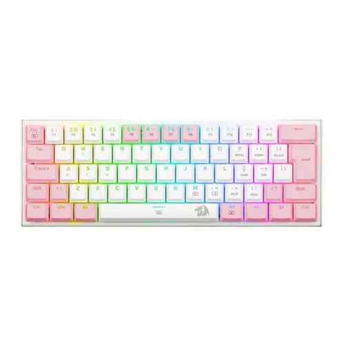 Teclado Mecânico Redragon Anivia Branco e Rosa Switch Blue