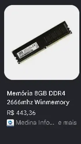 Memoria RAM de 8GB 2666Mhz novinha para desktop