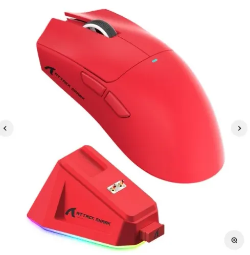 Mouse ATTACK SHARK X11, sensor PAW3311, BT/2.4G sem fio - Vermelho, Preto e Branco