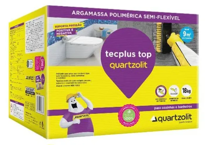 Argamassa polimérica semi-flexível Quartzolit tec Plus top com 18kg