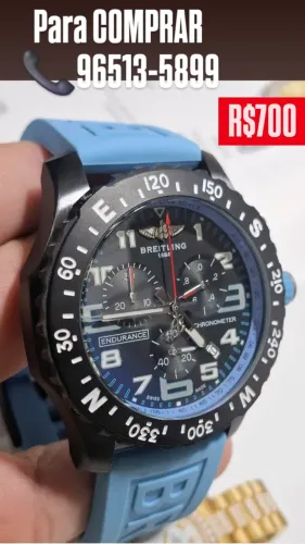 Relógio Breitling Endurence Multifuncional - Misto Preto Com Azul (Entregamos)