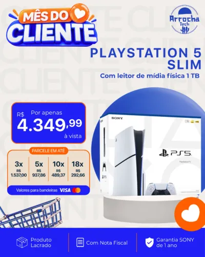 PS5 PlayStation 5 Com Leitor 1tb - Lacrado - Com Nota Fiscal - Garantia Sony de 1