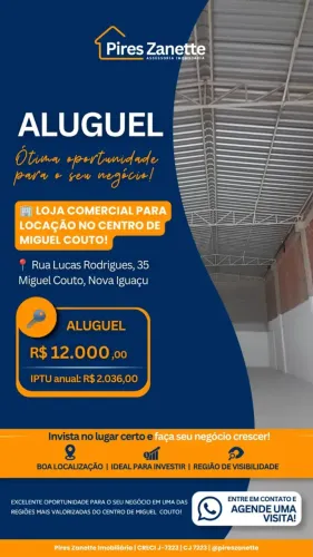 Imóvel para aluguel possui 300 metros quadrados em Miguel Couto - Nova Iguaçu - RJ