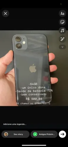 IPHONE 11 saúde da bateria 72%