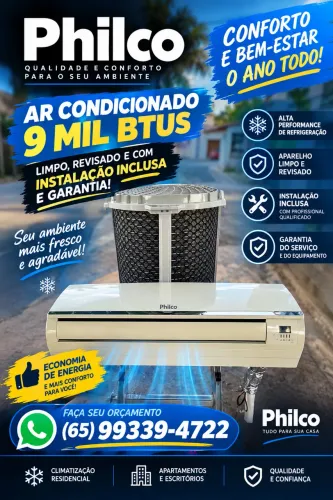 Ar condicionado 9 mil btus todo revisado limpo e com instalação inclusa e garantia