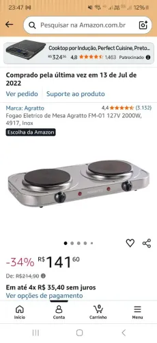 Cooktop portátil  - 2 bocas (Usado)