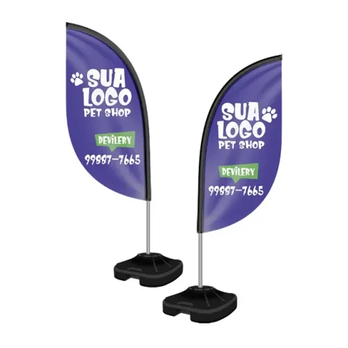 WIND BANNER KIT COMPLETO TECIDO OXFORD MODELO PENA ALTURA MONTADO: 1,90 METROS P - 4X4 - 1