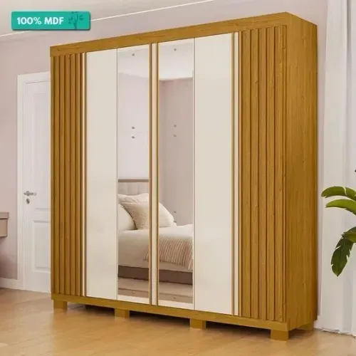 Guarda Roupa Eliza 6 Portas e 6 Gavetas, 100% MDF, com Espelho - Praia Moveis