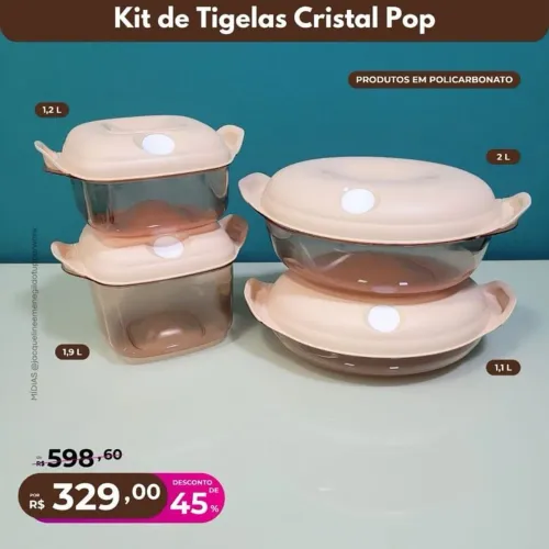 Kit tigelas cristal pop Tupperware