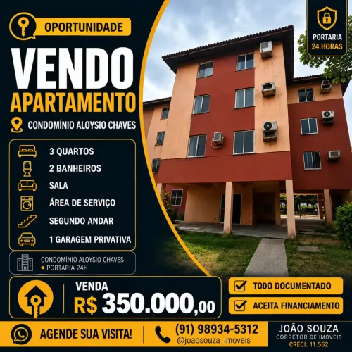 VENDO APARTAMENTO COM 3 QUARTOS GARAGEM CONDOMÍNIO FECHADO BAIRRO CONDOR