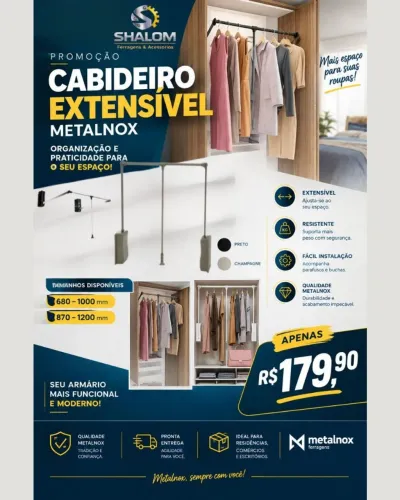 Cabideiro extensível basculante