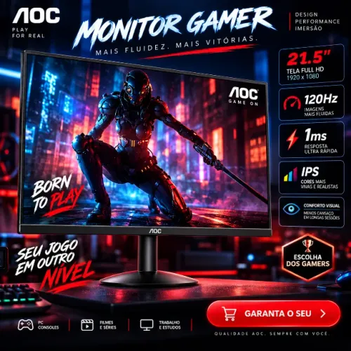 Monitor Gamer AOC 21,5 Full HD 120Hz 1ms IPS (novo na caixa)