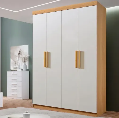 Guarda-Roupa Siena 4 Portas Cinamomo com Off White