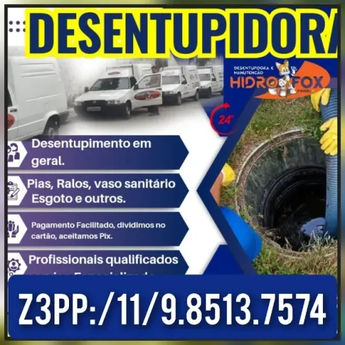 Desentupidora hidrofox visita grátis 