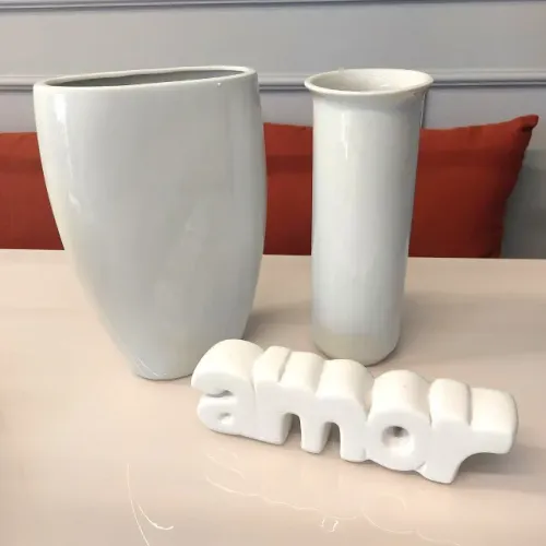 2 Vasos Decorativos Brancos + Palavra Amor em Perfeito Estado | Entrego com Taxa