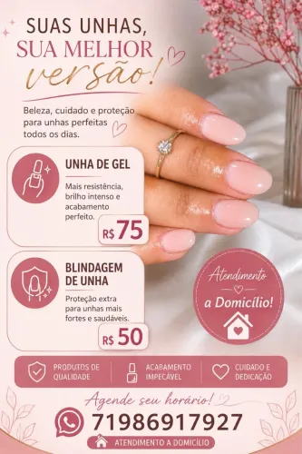 Promoção unha de gel e blindagem!!! Promoção pacote completo para o cabelo!! 