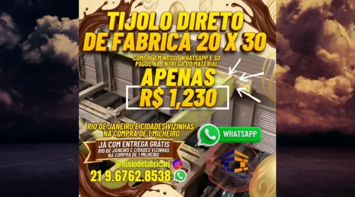 tijolo 10 furos 20x30 direto de fábrica recife 