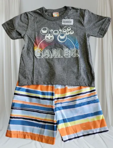 CONJUNTO BLUSA E SHORT MENINO 4 ANOS BRANDILI