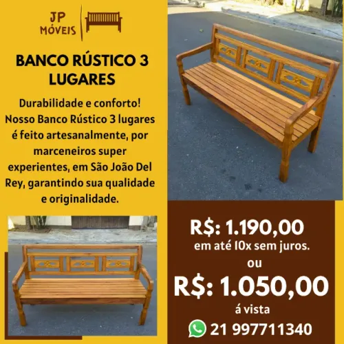 Banco Rústicos 3 lugares.
