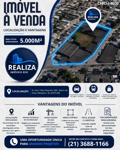 Realiza Imóveis - VENDE EXCELENTE ÁREA EM BANCO DE AREIA - MESQUITA