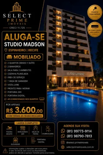ALUGA-SE | APARTAMENTO MOBILIADO NO ESPINHEIRO - RECIFE/PE