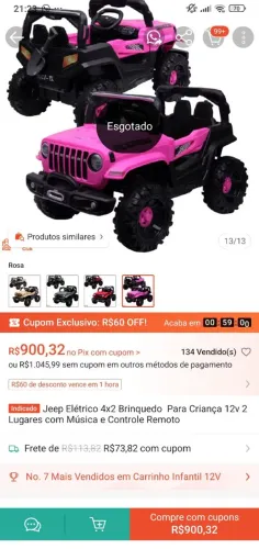 Jeep carrinho elétrico pra passeio c controle remoto 
