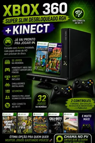 xbox 360 rgh com kinect jogos fisicos e no hd
