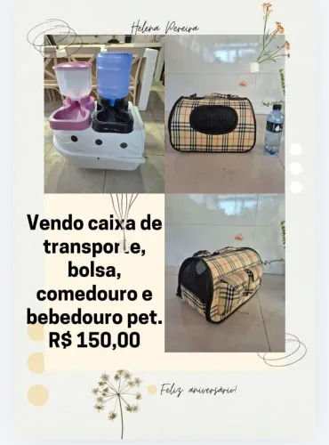 Caixa de transporte pet grande  + comedouro + bebedouro + bolsa de transporte até 8 kg