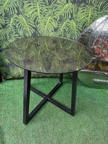 MESA ALUMINIO TAMPO ESPELHADO 