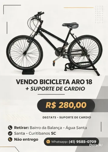 Bicicleta Aro 18 + suporte de cardio