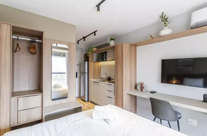 Imóvel pronto á venda tem 26m², mobiliado a poucos mn do metrô em Moema - SP