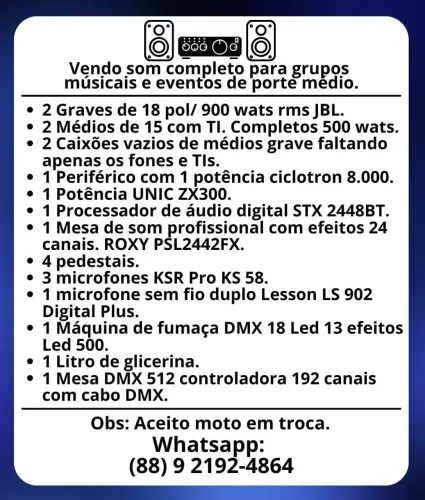 Vendo um som profissional para grupos musical e Eventos de porte médio